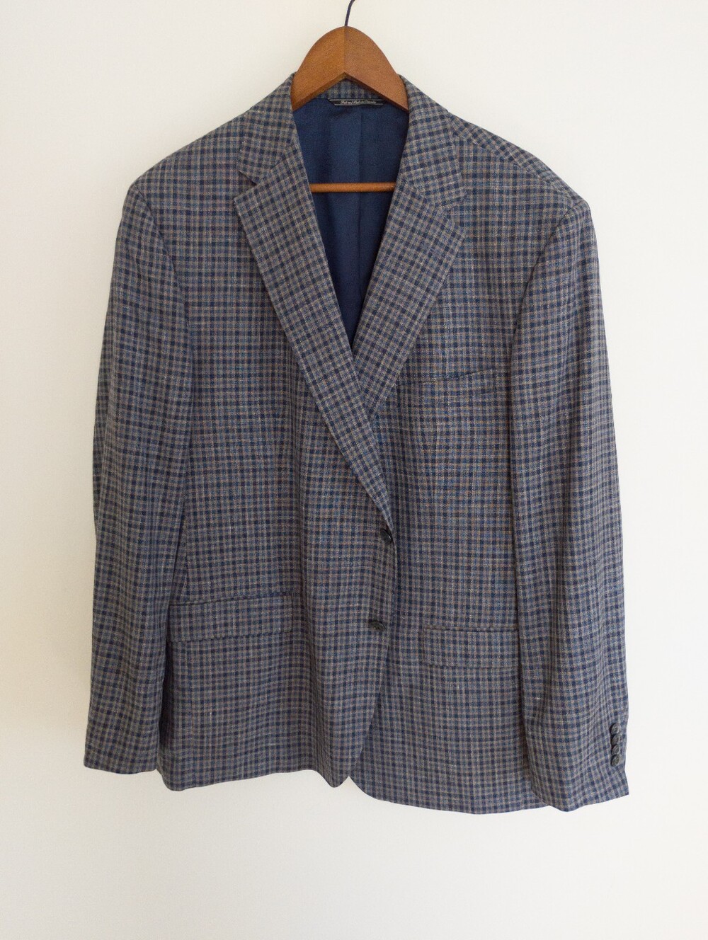 JACK VICTOR Loro Piana Summertime Blazer 48R Wool Silk Linen Plaid Canada